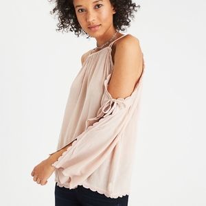 NWOT Blush Pink American Eagle Cold Shoulder Top